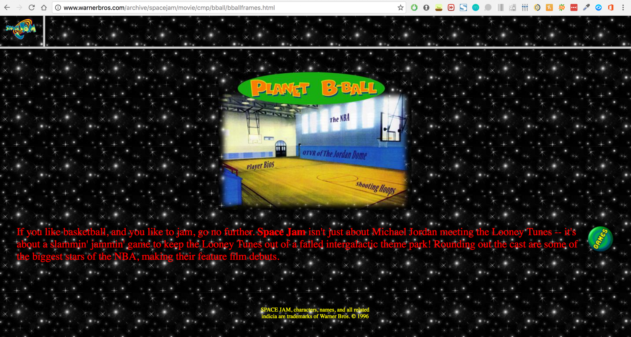 Retro Space Jam Website